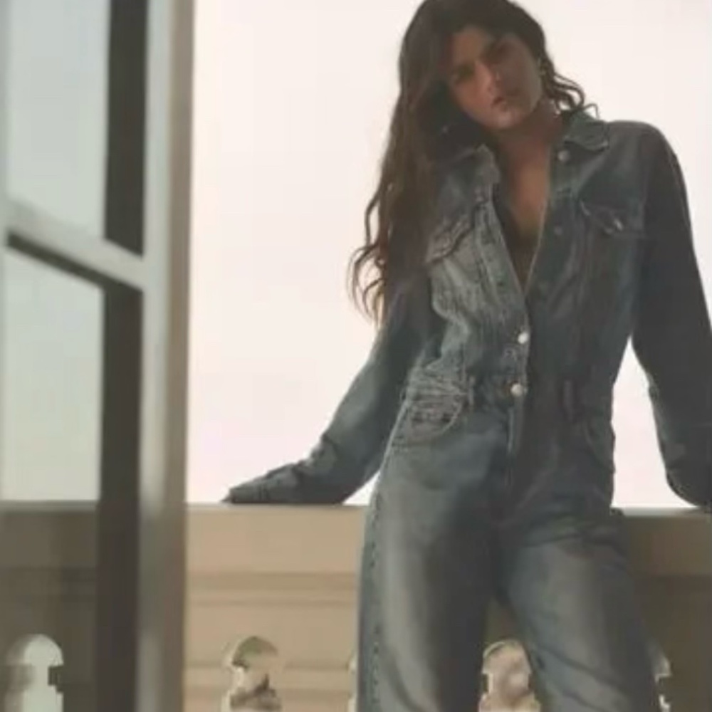 NEW Zara Jean Jumpsuit Size XS Cotton Blue Denim One Piece Outfit Boiler Suit